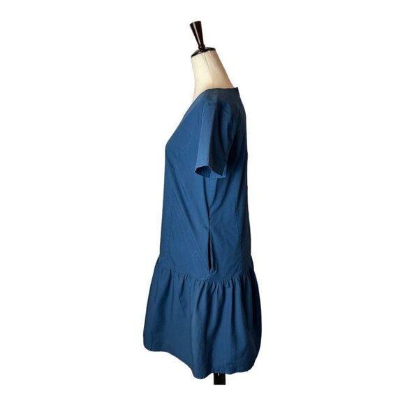 Universal Standard For‎ J Crew Blue Poplin Drop Waist Ruffle Hem Dress Size XS - Picture 6 of 11